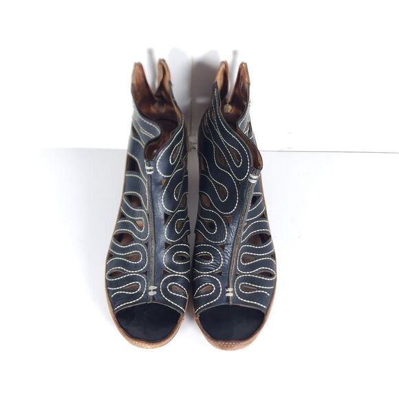 Pikolinos Women's Java EU40 US9-9,5 Black Cutouts Back Zip Caged Sandals Shoes - Picture 4 of 16